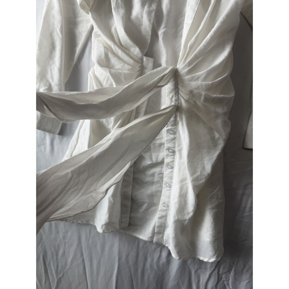 Nasty Gal Collection White Twist Front Shirt Dress Women's US 4 UK 8 - Picture 4 of 8
